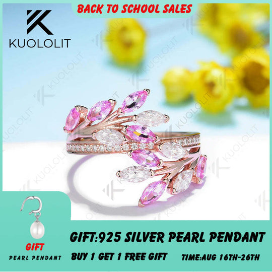 Kuololit Ringe mit 2,5 Karat Labor-Saphir und Moissanit für Damen und Herren, massives 18- und 14-karätiges Silber/Roségold, ideal für Jahrestag und Verlobung 