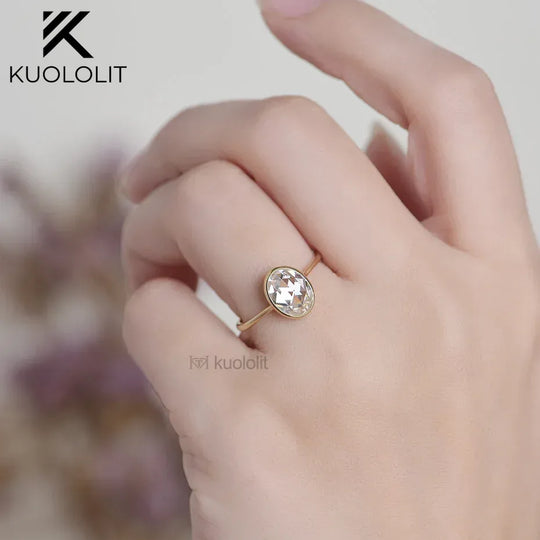 Kuololit Rose Cut Moissanite 750 18K 14K 10K Rose Gold Rings for Women Luxury ring for Engagement Anniversary Party Fine Jewelry