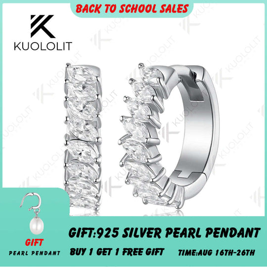 Kuololit 0.9CTW Lab Grown Diamonds Custom Hoop Earrings for Women Solid 14K 10K 585 Yellow Gold Hoop Earrings for Christmas Gift
