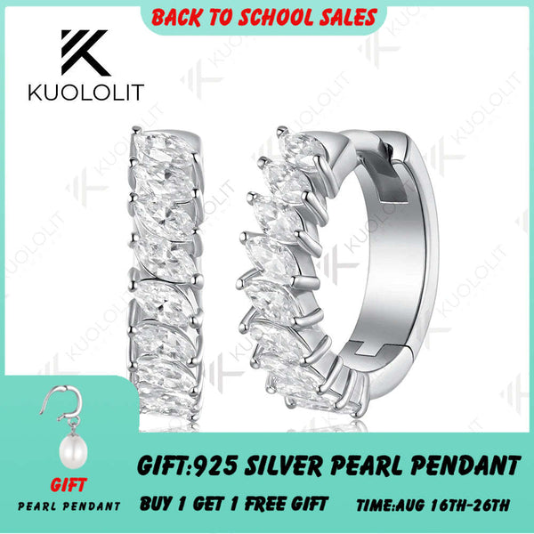 Kuololit 0.9CTW Lab Grown Diamonds Custom Hoop Earrings for Women Solid 14K 10K 585 Yellow Gold Hoop Earrings for Christmas Gift