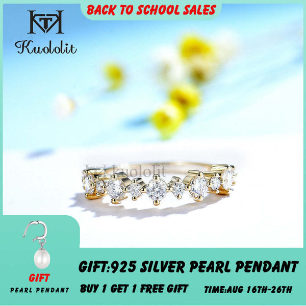 Kuololit 585 18K 14K Gelbgold Bubble Ring für Damen mit runden Diamanten (D VVS) und passendem Ring für Verlobungsfeiern – Neue Trends 2022 