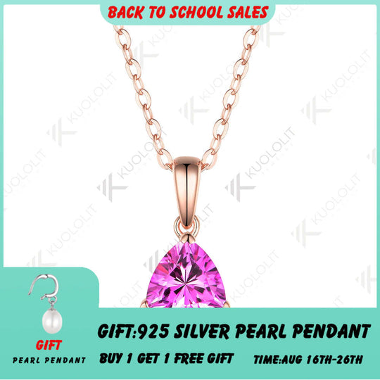 Kuololit Verlobungskette mit 1,2 Karat Labor-Saphir in Rosa für Damen, massives 18K/14K/585 Roségold, ideales Weihnachtsgeschenk 