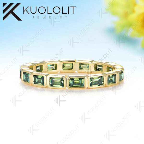 Kuololit 2.4CTW Cyan Moissanite Ring for Women Solid 14K 10K 585 Yellow Gold Wedding Band Ring for Christmas Gifts Engagement