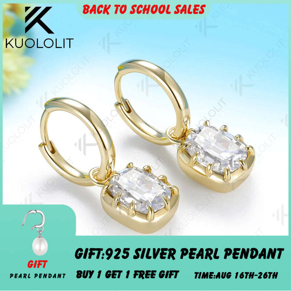 Kuololit 6CTW OMC Moissanite Custom Hoop Earrings for Women Solid 14K 10K 585 Yellow Gold Earrings for Engagement Christmas Gift