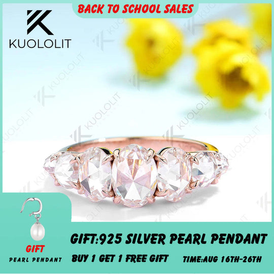 Kuololit 2,4 Karat Moissanit-Verlobungsring für Damen, massives 18K, 14K, 10K, 585 Roségold, Rosenschliff, ovaler Schliff, ideales Hochzeits- oder Weihnachtsgeschenk 