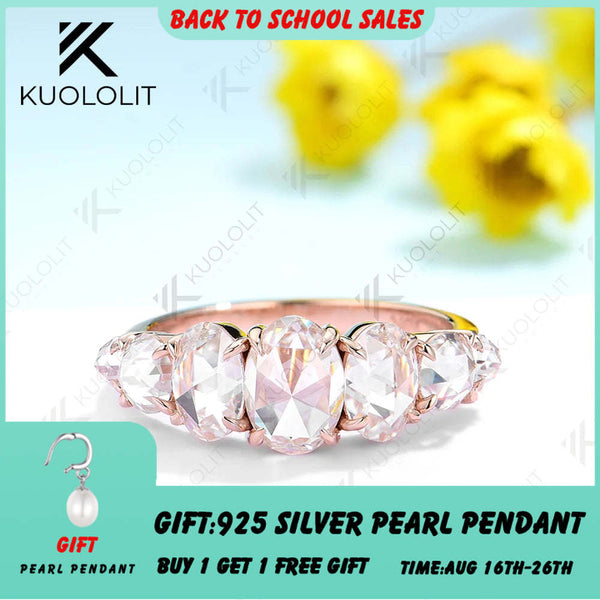 Kuololit 2,4 Karat Moissanit-Verlobungsring für Damen, massives 18K, 14K, 10K, 585 Roségold, Rosenschliff, ovaler Schliff, ideales Hochzeits- oder Weihnachtsgeschenk 
