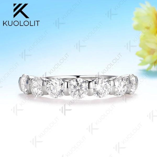Kuololit 2.1CTW Moissanite Rings for Women Solid 18K 14K 10K 585 White Gold for Wedding Band Ring Engagement Christmas Gifts