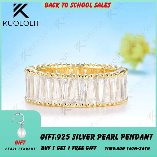 Kuololit 6CTW Moissanite Ring for Men Women Solid 14K 10K 585 Yellow Gold Wedding Band for Anniversary Christmas Gifts Party