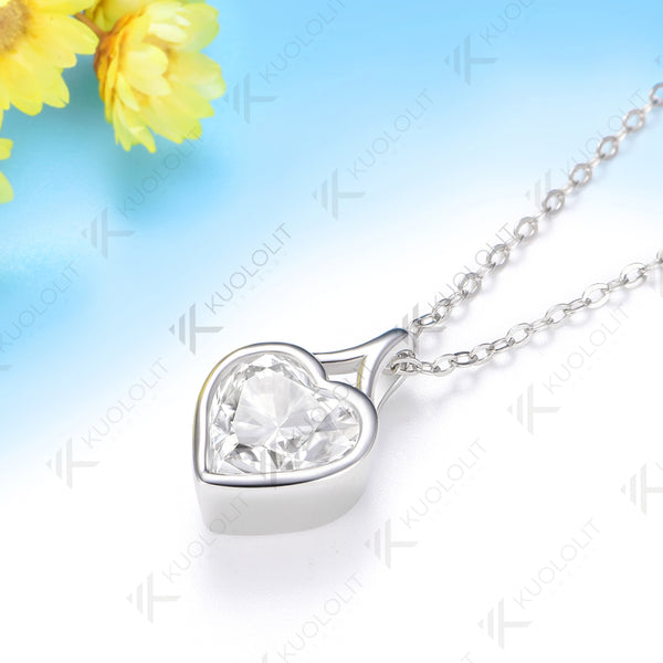 Kuololit 2CT Moissanite Lab Grown Alexandrite Heart Necklace for Women Solid 14K 10K 585 Rose Gold Heart Necklace for Christmas Gifts Party