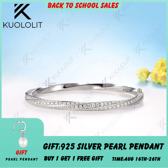 Kuololit Moissanite Bangle for Women Solid 10K Yellow Gold Oval Shaped Round Bracelet for Engagement Trendy Christams Gift