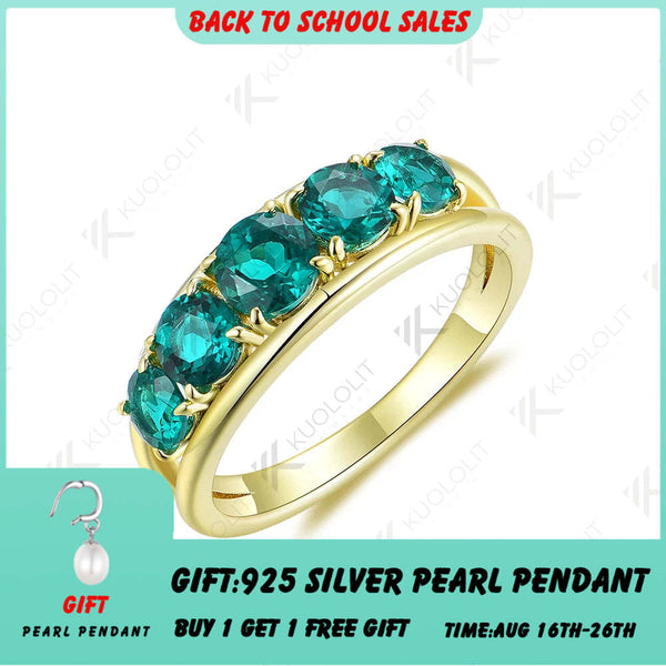 Kuololit Verlobungsring mit 1,9 Karat im Labor gezüchtetem Smaragd für Damen, massives 18K/14K/10K Gelbgold, ideal für Partys, Hochzeiten und Weihnachten. 