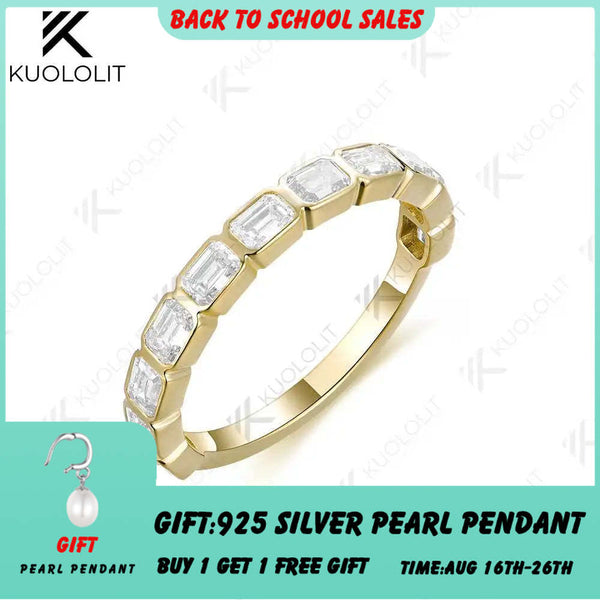 Kuololit 1,7 Karat Labor-Diamanten im Smaragdschliff Ring für Damen und Herren, massiver 14K/10K Gelbgold-Verlobungsring – ideales Weihnachtsgeschenk 
