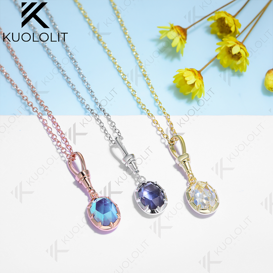 Kuololit 1.5CT Rose Cut Moissanite Lab Grown Alexandrite Necklace for Women  925 Silver Sterling Oval Cut Gemstone Pendant for Christmas Gifts Party