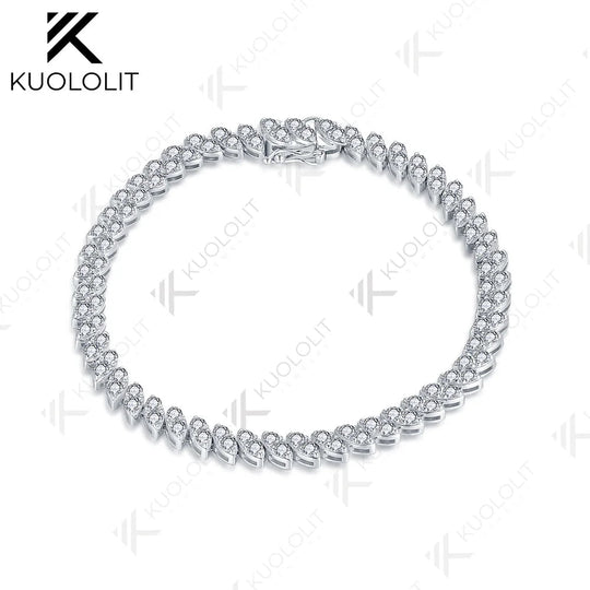 Bracelets Kuololit en diamants de laboratoire (3 carats au total) pour femmes et hommes, en argent massif 585, or 10K et or jaune 14K, pour fiançailles, mariage ou Noël. 