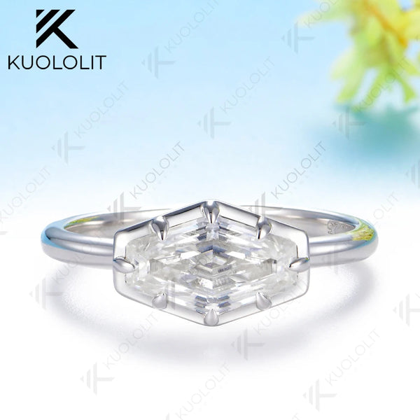 Kuololit 2CT Hexagon Moissanite Ring for Women Solid 14K 10K White Gold  Engagement Ring for Christmas Gifts Anniversary Party