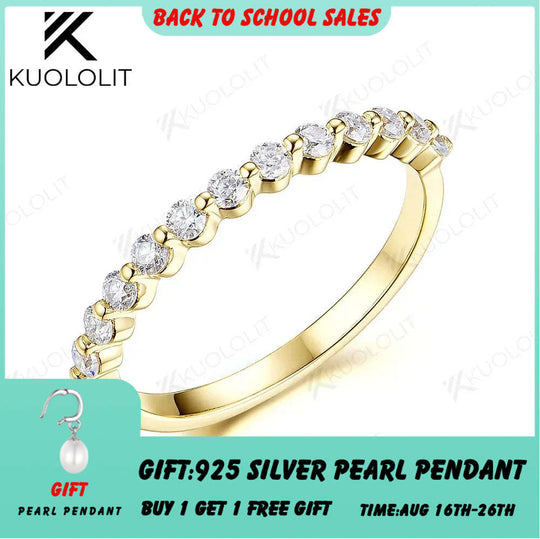 Kuololit Ringe mit im Labor gezüchteten Diamanten für Damen, 925er, 14K, 10K, 18K Roségold, Halb-Ewigkeitsringe, Bubble-Goldringe, Verlobungsringe 