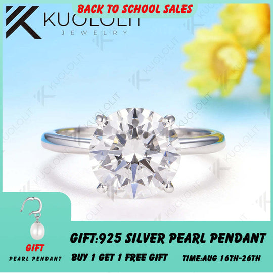 Kuololit 3CT Round Moisssanite Solitaire Ring for Women Solid 585 14K 10K Gold Ring for Anniversary Engagement Gifts Christmas Wedding