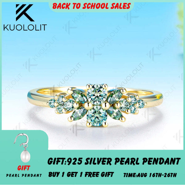 Kuololit 0.3CTW Cyan Moissanite Engagement Ring for Men Women Solid 14K10K 585 Gold Ring for Anniversary Wedding Gift Christmas Party