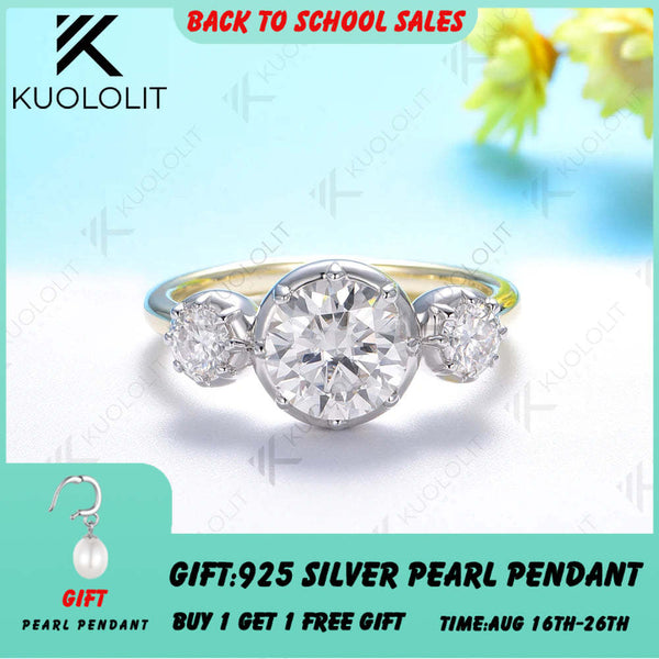 Kuololit Moissanit-Ring für Damen, 2,6 Karat, massives 18K, 14K und 10K Gold, zweifarbig, ideal für Jahrestag, Verlobung, Weihnachten und Hochzeit 