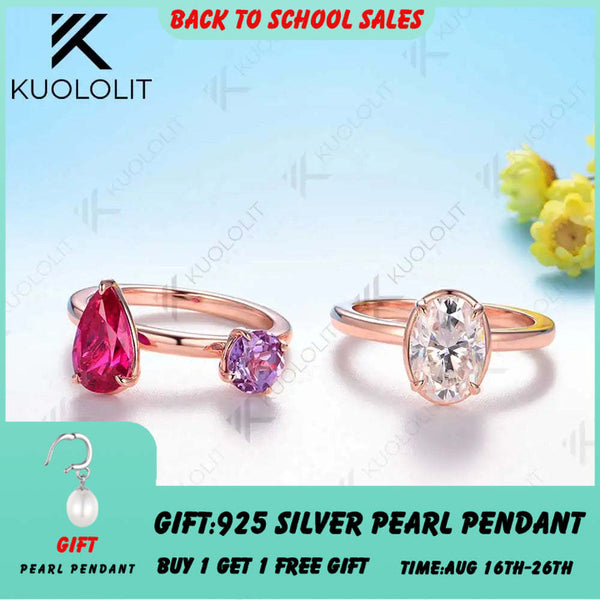 Kuololit 6,5 Karat Labor-Alexandrit-Rubin-Moissanit-Ring für Damen, massives 14-karätiges 585-Gold-Set, Verlobungsring, Weihnachtsgeschenk 