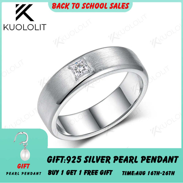 Kuololit PT900 0,3 Karat Labordiamanten, gebürsteter Ring für Damen und Herren, massives 900er Goldplatin, Prinzessschliff, für Verlobung und Hochzeit 