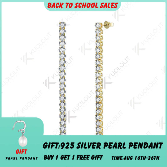Kuololit Moissanit-Ohrstecker (10,5 Karat) für Damen, massives 18K/14K/10K 585 Gelbgold, DVS1-Qualität, lange Tennis-Ohrringe – ideales Weihnachtsgeschenk 