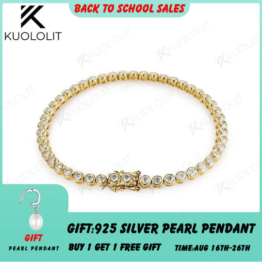 Kuololit 4.3CTW Lab Grown Diamonds Bracelets for Women 18K 14K 10K Solid Gold Tennis Bracelet for Engagement Classic Party Gifts