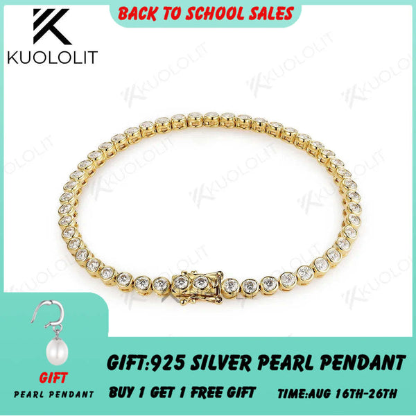 Kuololit 4.3CTW Lab Grown Diamonds Bracelets for Women 18K 14K 10K Solid Gold Tennis Bracelet for Engagement Classic Party Gifts