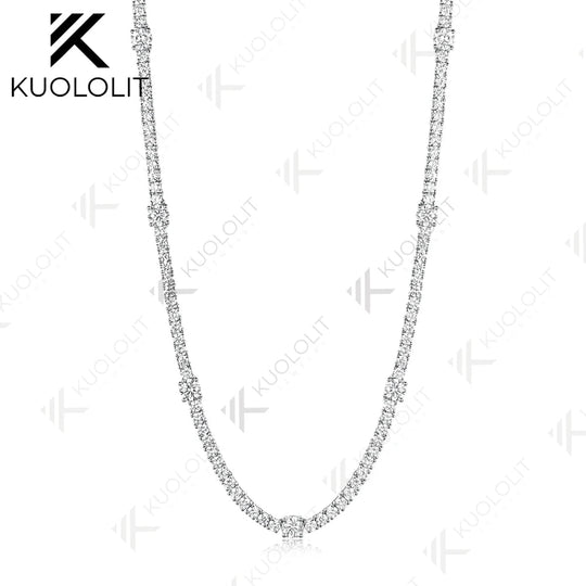 Kuololit 9CTW Lab Grown Diamonds 4 Prong Custom Necklace for Women 14K 10K Gold  for Anniversary Engagement Christmas Gifts
