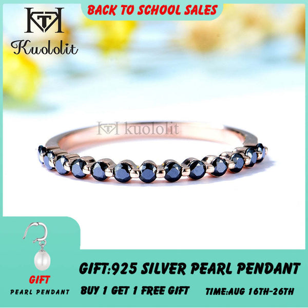 Kuololit Schwarzer Moissanit 585 14K 18K Roségold Bubble Ring für Damen Solitärring mit passendem Verlobungsring mit Diamanten 