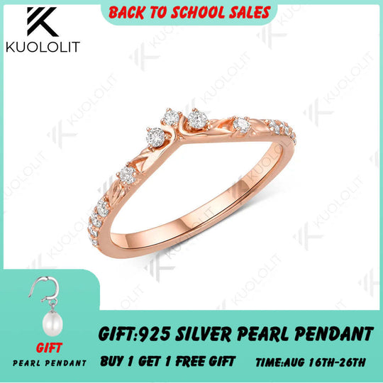 Kuololit 0.2CTW Lab Grown Diamonds Custom Ring for Women Solid 14K 10K 585 Yellow Gold Engagement Wedding Band for Christmas
