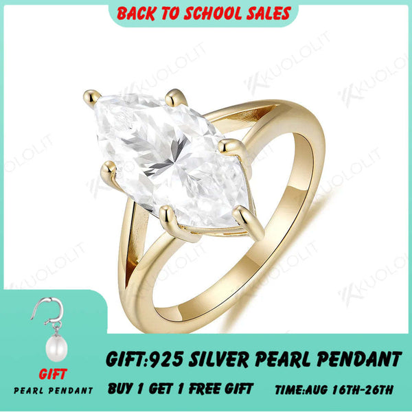 Kuololit 4 Karat Moissanit-Ring im Marquise-Schliff für Damen, massiv, 14K, 10K, 585, PT950 Gold, Silber, Gelbgold, Marquise-Schliff, ideal für Verlobung, Hochzeit und Weihnachten 