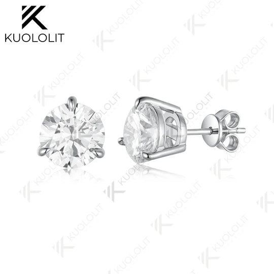 Kuololit 4CTW IGI Lab Grown Diamonds Stud Earirngs for Women Solid 14K 10K Gold D VS1 Diamonds Jewelry for Party Christmas Gifts