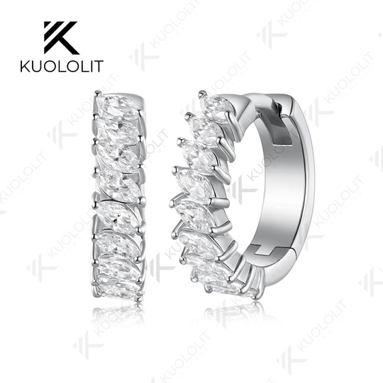 Kuololit 0.9CTW Cyan Moissanite Custom Hoop Earrings for Women Solid 14K 10K 585 Yellow Gold Hoop Earrings for Christmas Gifts