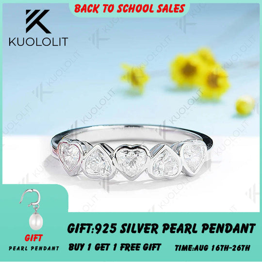 Kuololit 1,5 Karat Moissanit-Herzring für Damen, 925er Sterlingsilber, massives 14K, 10K und 18K Weißgold, ideales Geschenk zum Jahrestag oder zur Verlobung 