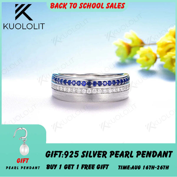 Kuololit 0,55 Karat Moissanit-Ring aus im Labor gezüchteten Saphiren für Damen und Herren, Silber, massiver 14-Karat- oder 10-Karat-Goldring, ideales Geschenk zum Jahrestag oder zur Verlobung 