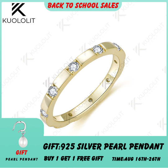 Kuololit 0,3 ct Gesamtgewicht Labor-Diamanten Bandring für Damen, massives 14K 10K 585 Gelbgold, Ehering, perfektes Weihnachtsgeschenk, Party-Geschenk 