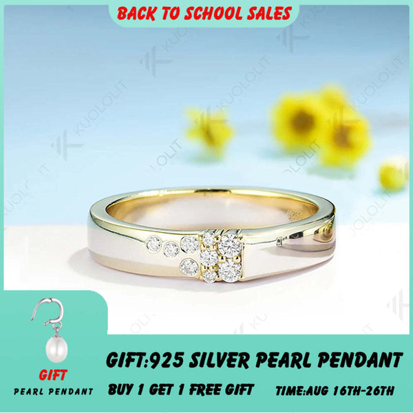 Kuololit 0,17 Karat Labor-Diamant breiter Ring für Damen und Herren, massives 10K/14K Gold 925, runder Schliff, perfektes Geschenk zur Hochzeit oder zu Weihnachten 