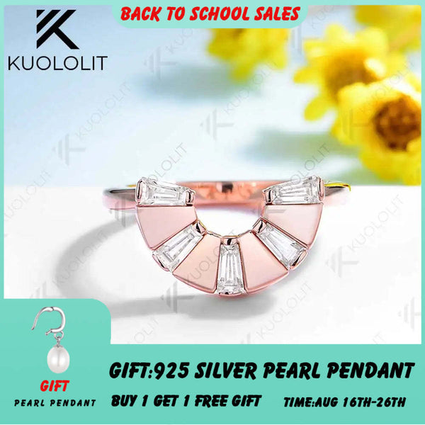 Kuololit Moissanit-Ring für Damen, massives 14K/10K/585 Roségold, Ehering, perfektes Geschenk zu Weihnachten, Partys oder Jahrestagen 