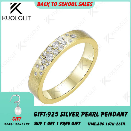 Kuololit PT900 0.25CTW Lab Grown Diamond Rings for Men Women Platinum 900 Gold Brushed Band for Weeding Engagement Christmas