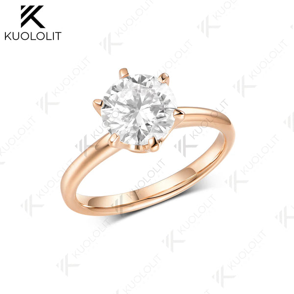Kuololit 1.5CT IGI Lab Grown Diamonds Custom Ring for Women Solid 14K 10K 585 Rose Gold Engagement Ring for Christmas Gift Party