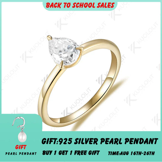 Kuololit 0,8 Karat Birnen-Moissanit-Ringe für Damen, PT950 Massivgold (14K, 10K, 585 Weißgold, 925 Silber) – ideal für Verlobung, Hochzeit und Weihnachten 