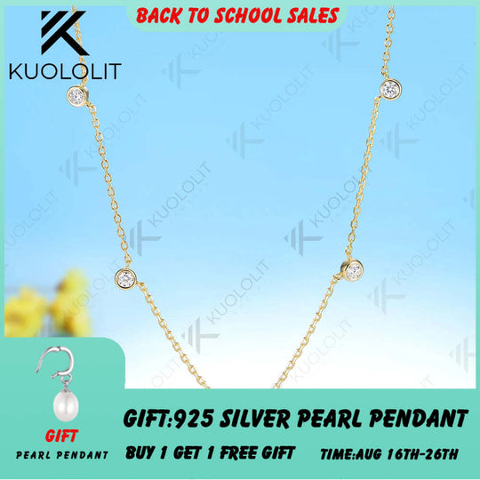 Kuololit 0.5CTW Moissanite Necklace for Women Men Solid Gold 14K 10K Gold 925 Silver Chain Necklace for Engagement Christmas