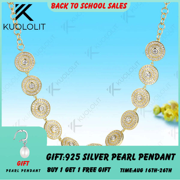 Kuololit 2.8CTW Moissanite Round Custom Necklace for Women Solid 585 14K 10K Yellow Gold Necklace for Christmas Gifts Jewelry