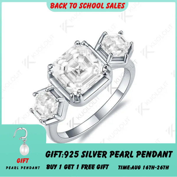 Kuololit 2,5 Karat Moissanit-Ring für Damen, massives 10K/14K/585 Gelbgold, Asscher-Ring, Verlobungs-, Jahrestags- oder Verlobungsgeschenk 