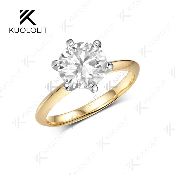 Kuololit 1.5CT IGI Lab Grown Diamonds Cutom Ring for Women Solid 14K 10K Yellow Gold Ring for Anniversary Christmas Gifts Party