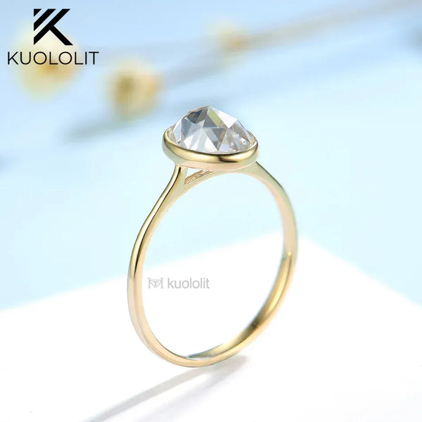 Kuololit Rose Cut Moissanite 750 18K 14K 10K Rose Gold Rings for Women Luxury ring for Engagement Anniversary Party Fine Jewelry