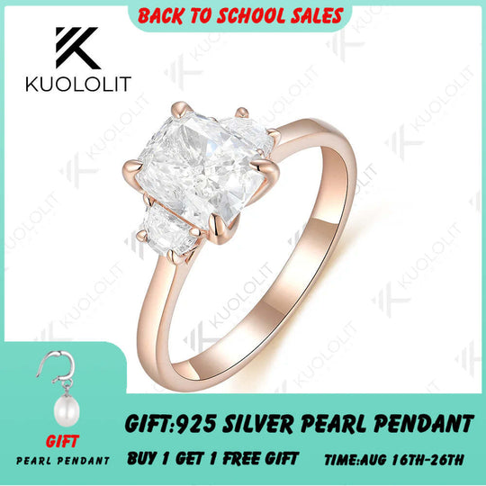 Kuololit Damenringe mit 1,5 ct Labor-Diamanten, massivem 18K, 10K oder 14K Roségold, Rankenmuster, ideal für Jahrestag, Hochzeit, Verlobung oder Weihnachten. 
