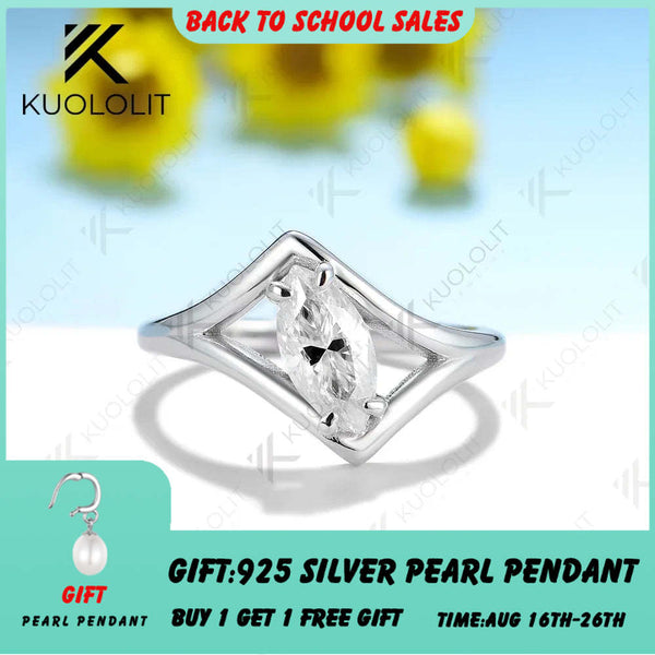 Kuololit 1 Karat Moissanit-Ring im Marquise-Schliff für Damen, massiver Goldring aus 18, 14 oder 10 Karat Gold – ideales Geschenk zum Jahrestag oder zur Verlobung 