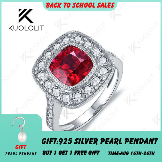 Kuololit 2,5 Karat Labor-Rubin-Edelsteinring für Damen, massiver 18K 14K 10K 585 Gelbgold-Moissanit-Ring, ideal als Verlobungs- oder Weihnachtsgeschenk. 